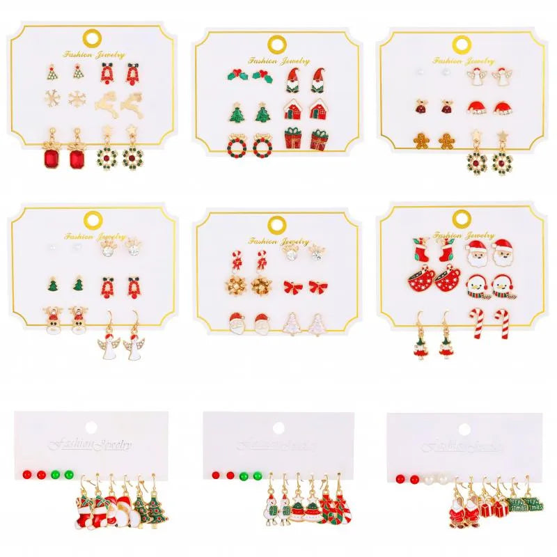 Cartoon Style Cute Classic Style Christmas Tree Santa Claus Bell Alloy Stoving Varnish Plating Inlay Rhinestones Zircon Christmas Women's Jewelry Set