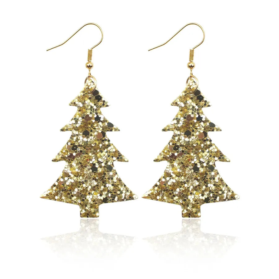 1 Pair Christmas Streetwear Christmas Tree Pu Leather Drop Earrings