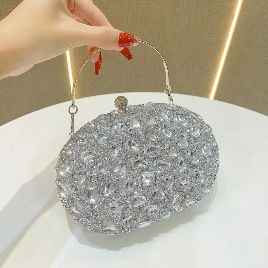 Fashionable Diamond Embedded Evening Bag Women's Clutch Shoulder Crossbody Bag Elegant Dinner Party Handbag Stylish Wallet