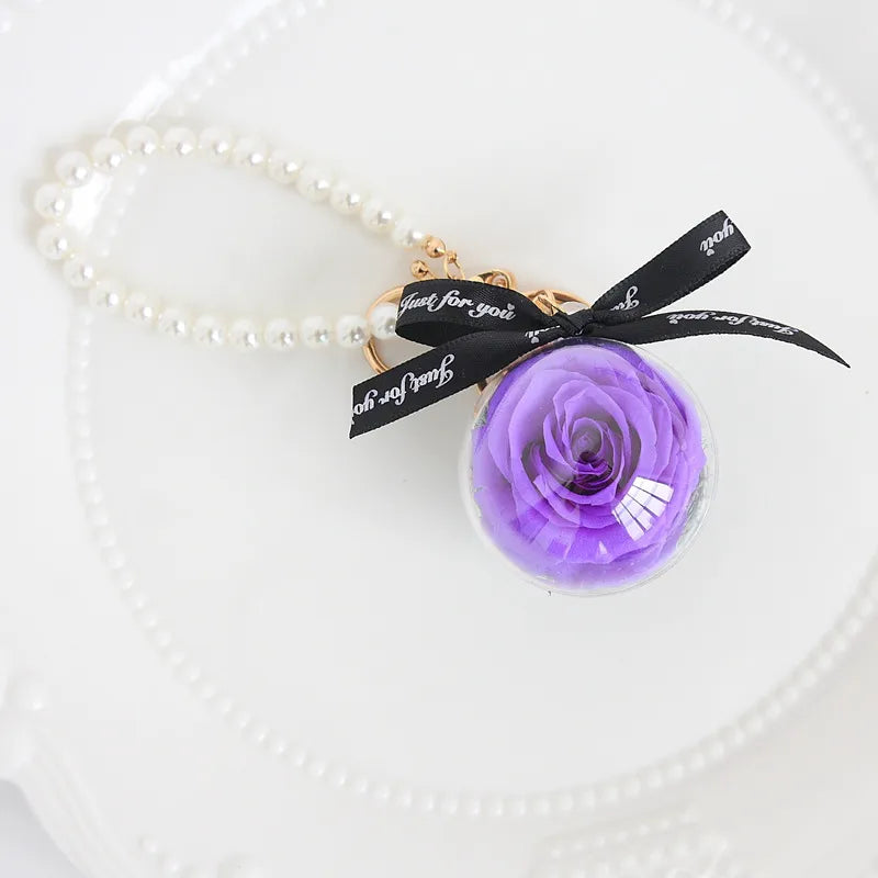 cute letter preserved flower women's keychain