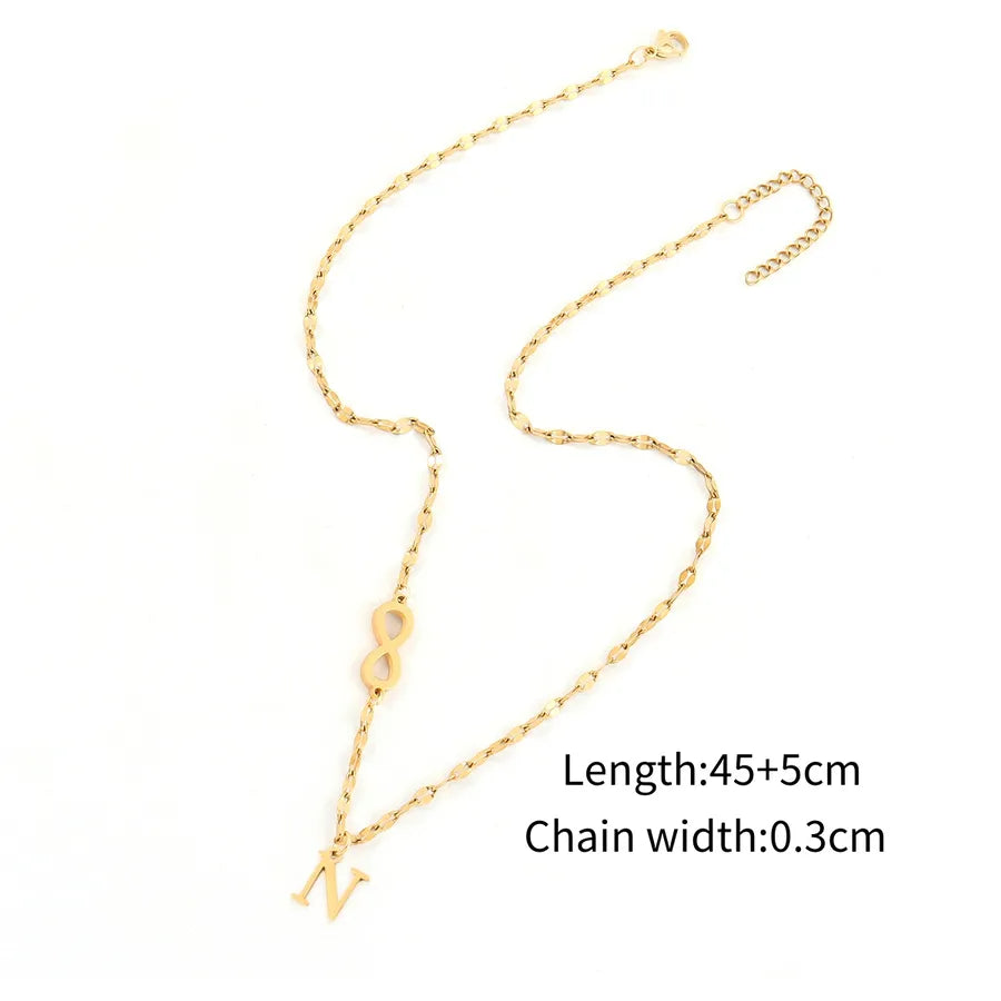 Wholesale Jewelry Elegant Simple Style Classic Style Letter Infinity 201 Stainless Steel 304 Stainless Steel Lip Chain Pendant Necklace