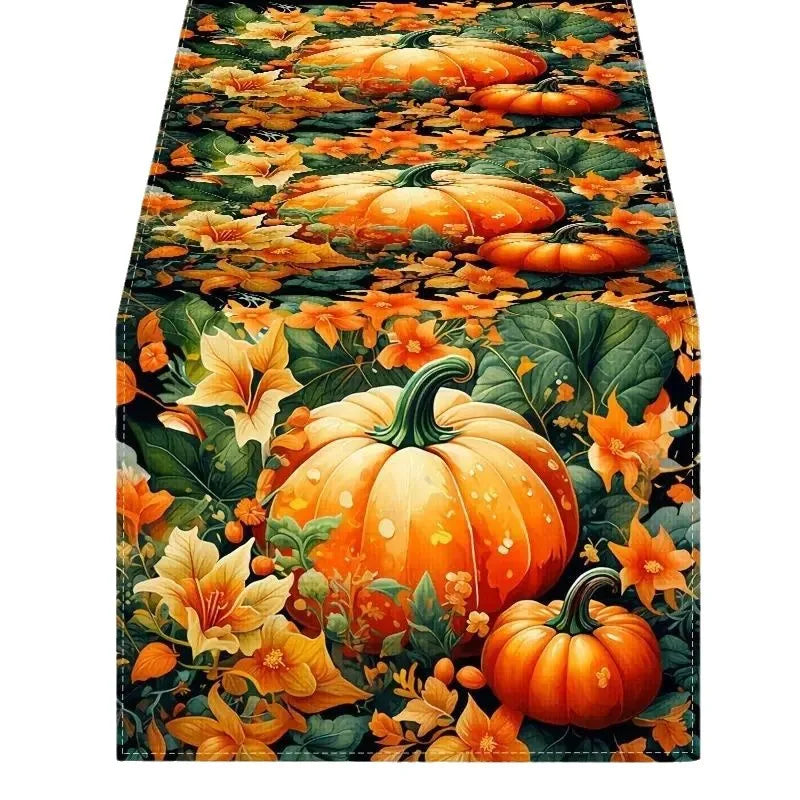 Halloween Thanksgiving Cute Pumpkin Lattice Polyester Table Runner