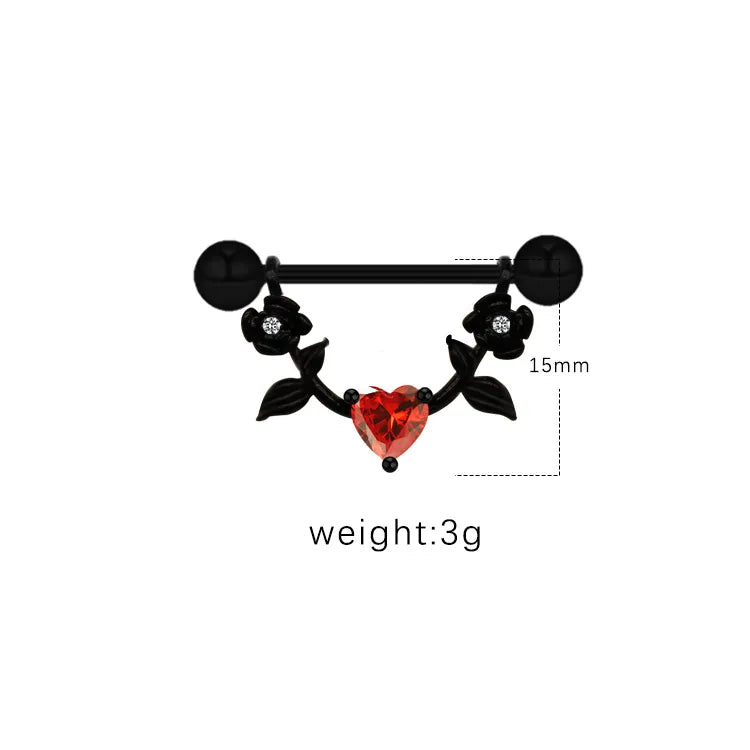 1 Piece Nipple Rings & Studs IG Style Shiny Heart Shape Flower 316L Stainless Steel  Alloy Titanium Steel Epoxy Chain Inlay Resin Rhinestones Glass White Gold Plated Gold Plated