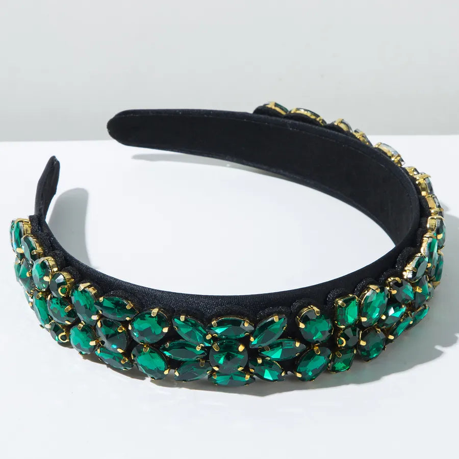 Casual Classic Style Women's Water Droplets Alloy Cloth Glass Inlay Glass Hair Band
