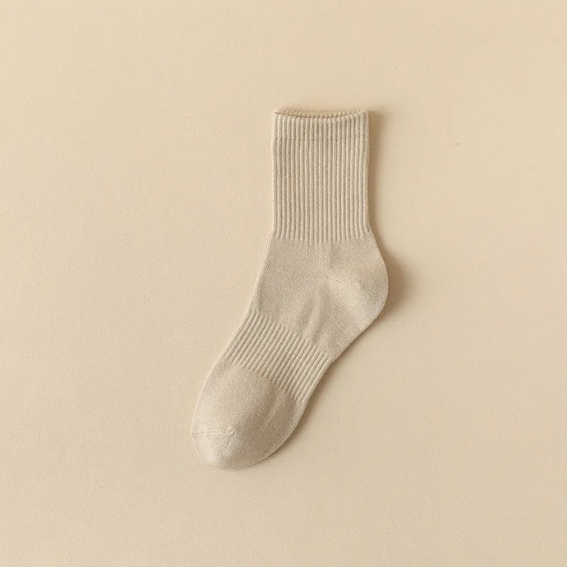 Socks men's cotton mid-calf length socks solid color white autumn men's sports deodorant  tide socks men's wholesale