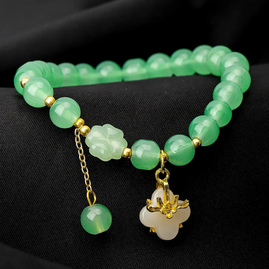 Elegant Classical Four Leaf Clover Butterfly Alloy Glass Beaded Bracelets Wholesale