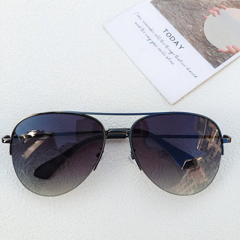 casual streetwear solid color pc avaitor half frame men's sunglasses