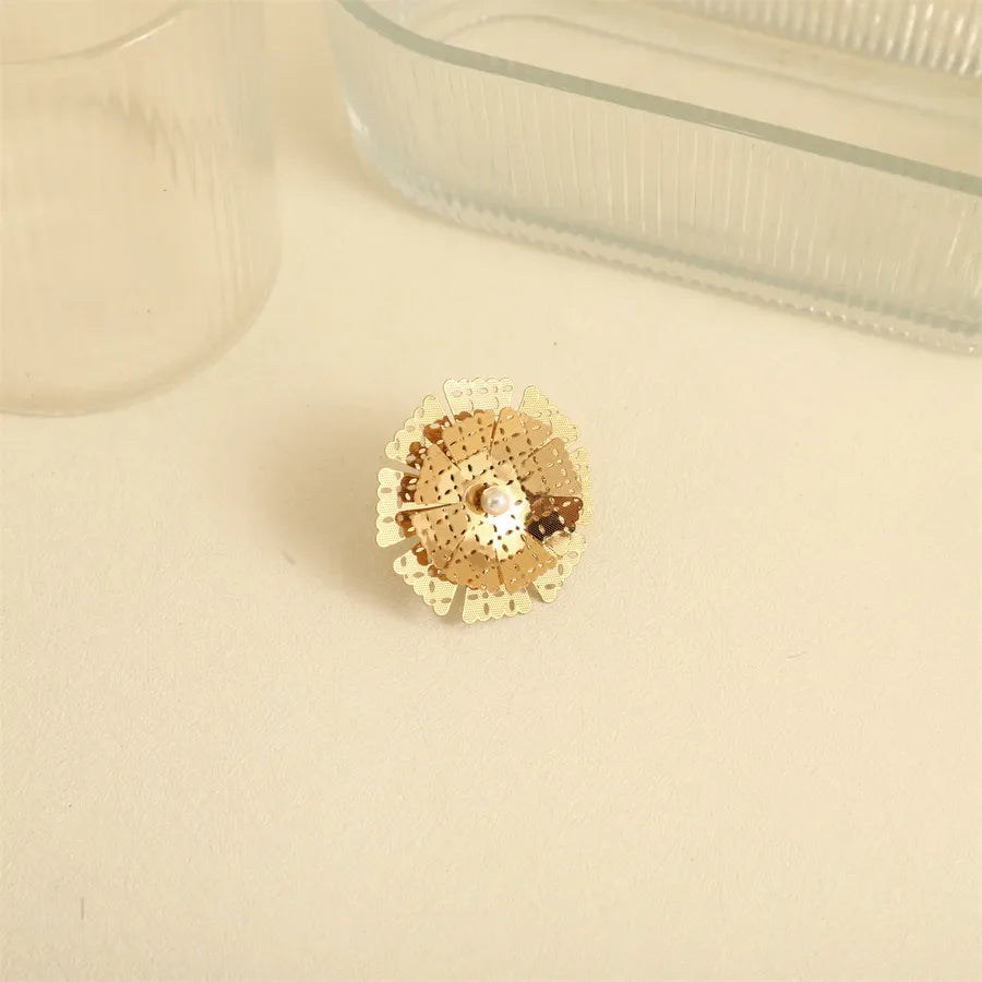 Wholesale Jewelry Elegant Basic French Style Flower 304 Stainless Steel Open Rings