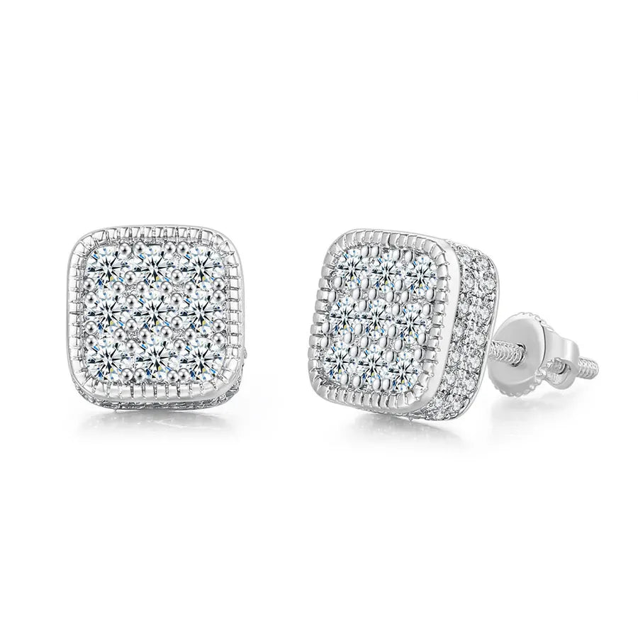 1 Pair Hip-Hop Round Square Heart Shape Plating Inlay Copper Zircon White Gold Plated Gold Plated Ear Studs