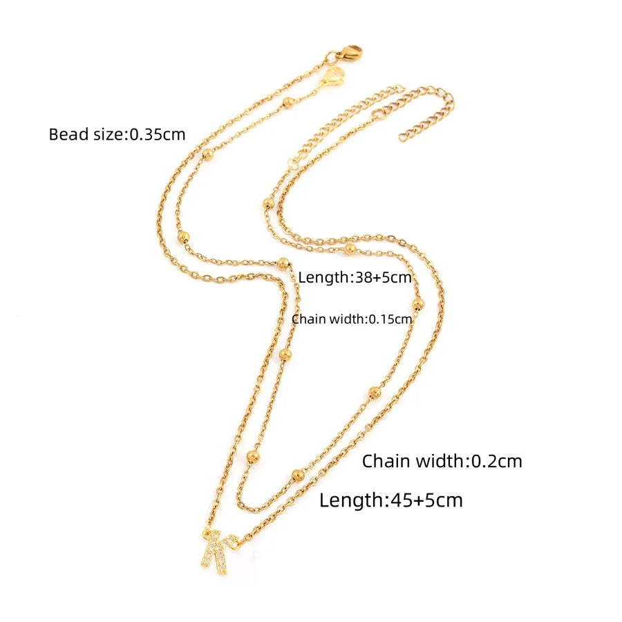 Wholesale Jewelry Simple Style Classic Style Letter 201 Stainless Steel Copper ball chain cable chain Pendant Necklace