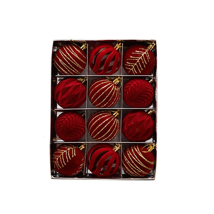 Festive Christmas Tree Decoration 6cm Velvet Finish Christmas Balls Party Decorations Festive Atmosphere Creation Christmas Theme