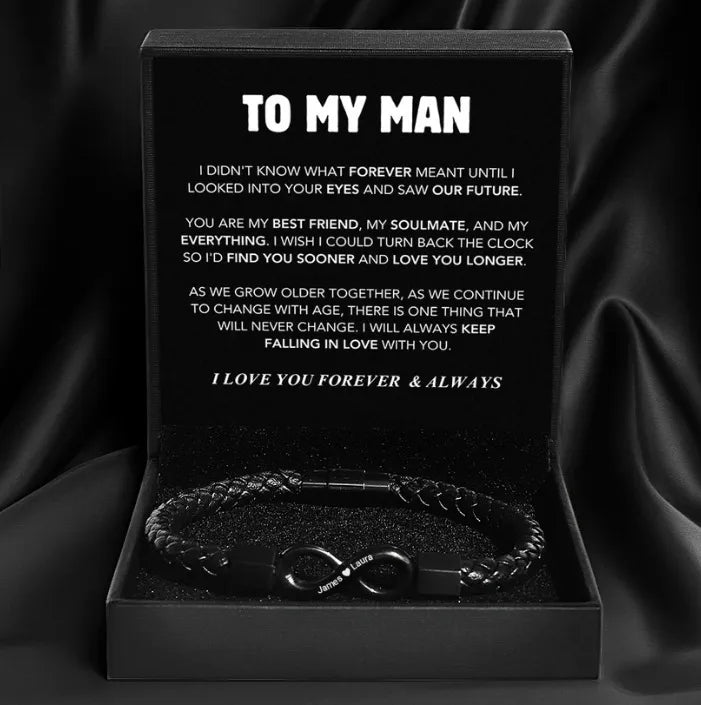 Simple Style Infinity 304 Stainless Steel Pu Leather Men's Bracelets