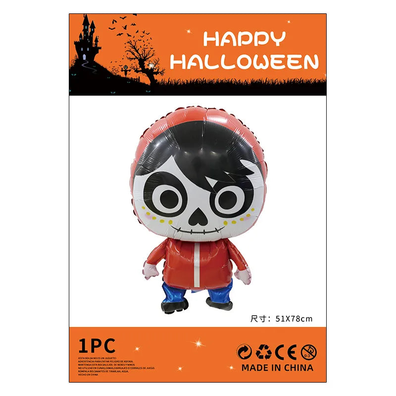 Halloween Decorations Pumpkin Spider Back Card Single Aluminum Foil Balloon Ghost Festival Skull Funny Bar Balloon