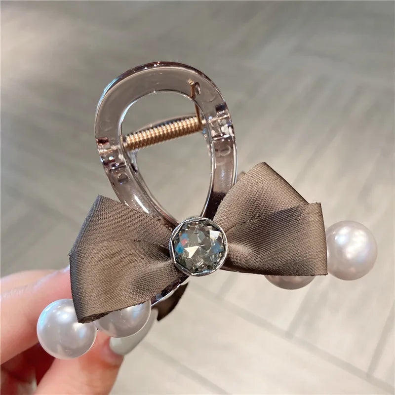 Chic French Style Pearl Hair Clip Gentle Butterfly Knot Updo Shark Bite Women's Hair Accessories Elegant Lady's Hairpin