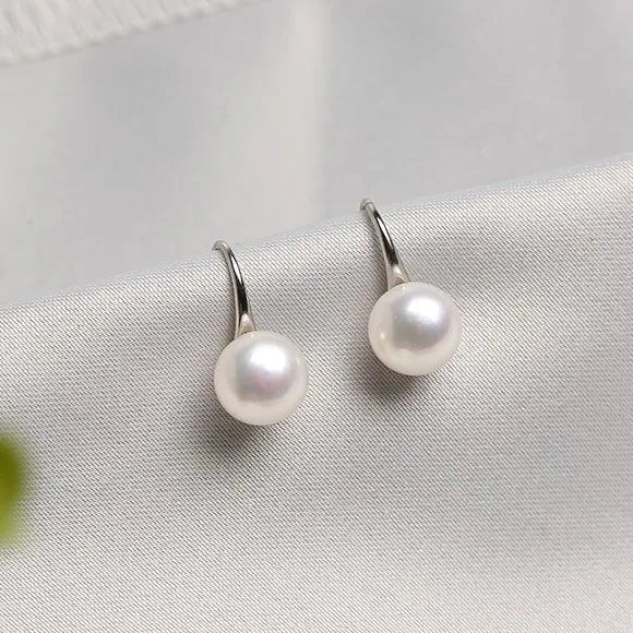 1 Pair Freshwater Pearl Solid Color Earrings