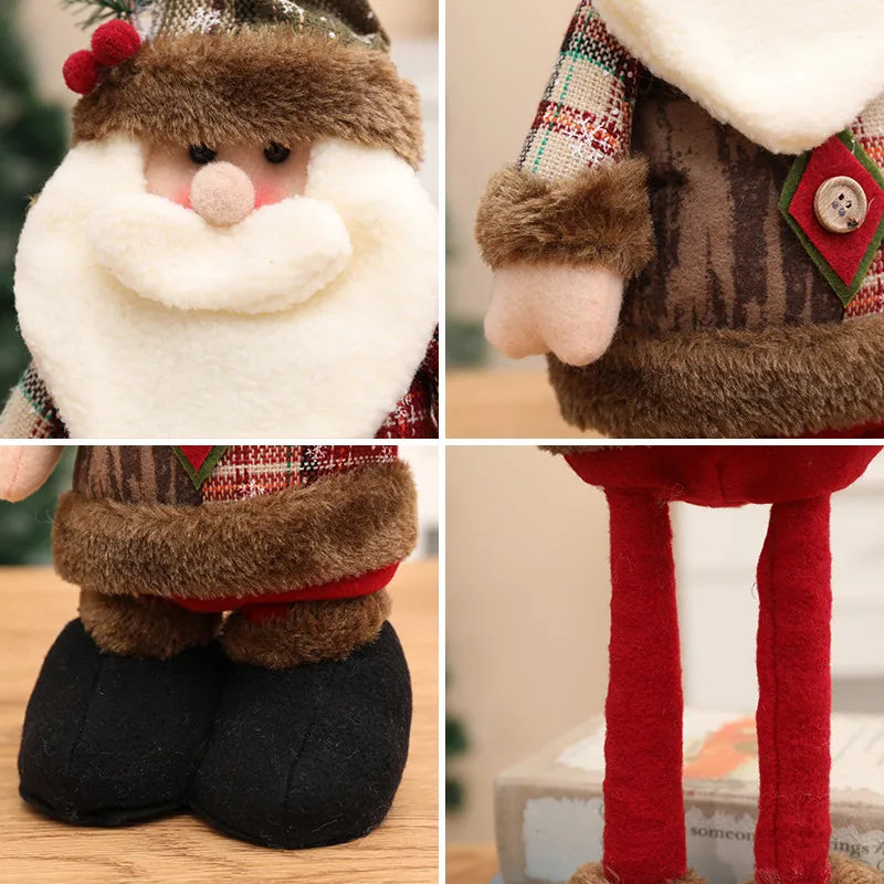 New Christmas Decorations Snowman Reindeer Dolls Stretchable Leg Figurines High-End Knitted Hat Window Display Accessories