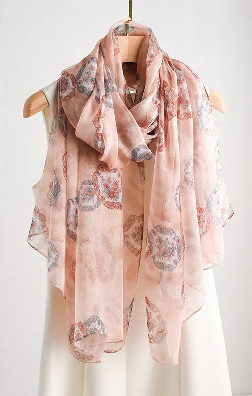 women's elegant geometric satin silk scarf