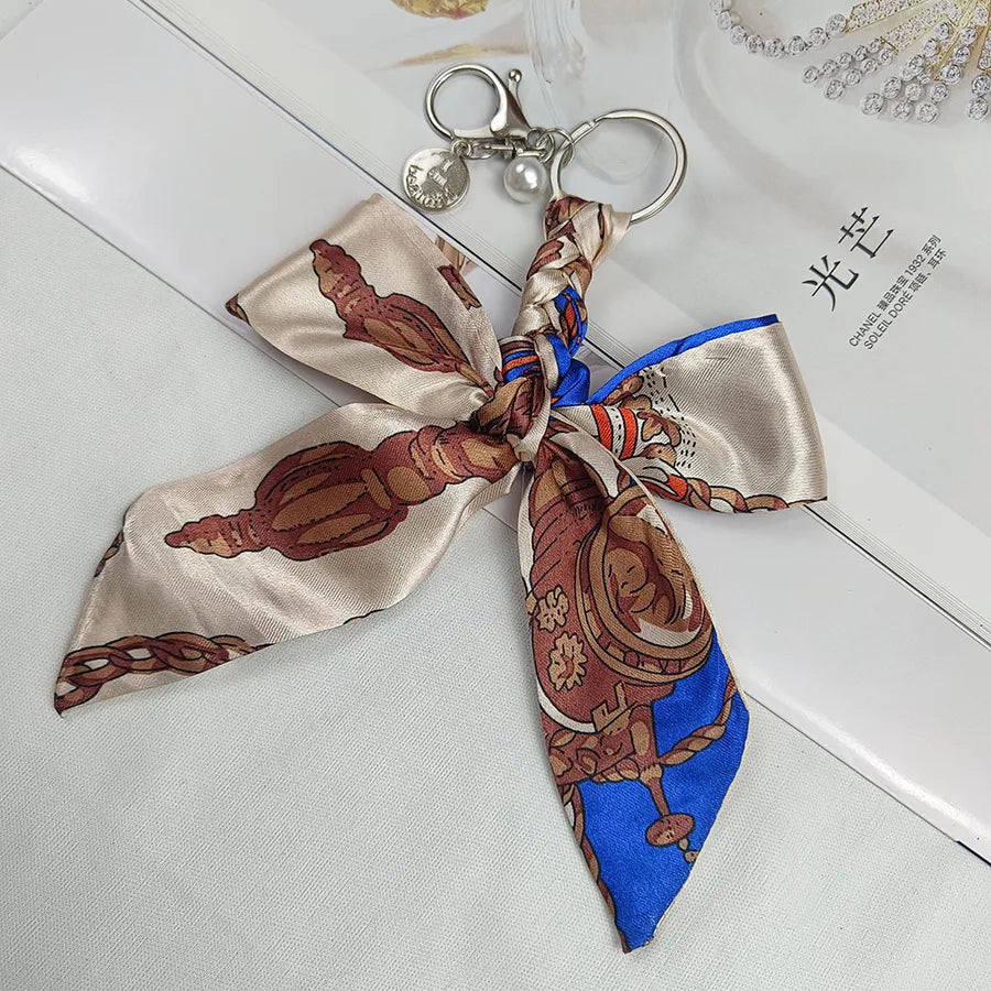 Sweet Simple Style Bow Knot Cloth Metal Unisex Bag Pendant Keychain