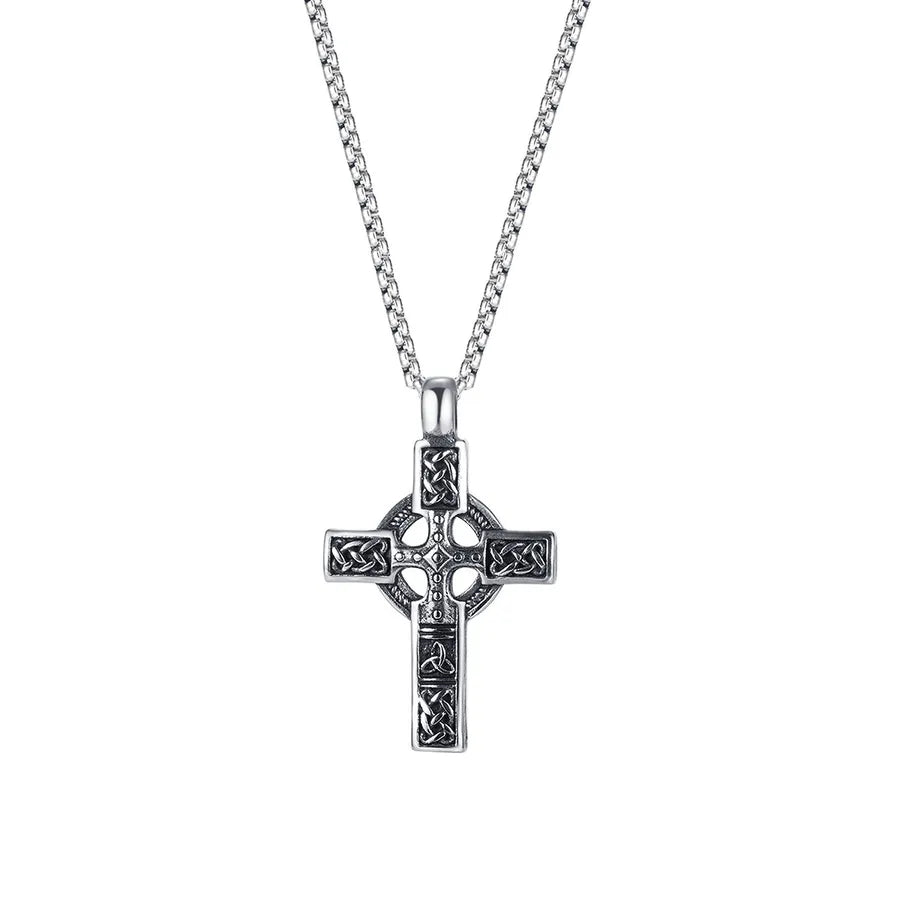 hip-hop retro cross stainless steel alloy plating men's pendant necklace