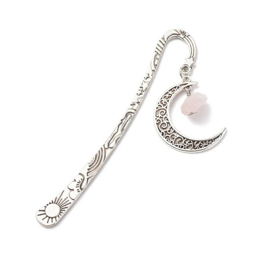 1 Piece Moon Stone Class Learning School Artificial Crystal Alloy Retro Bookmark