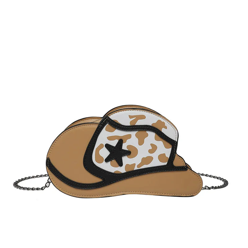 Fashionable Ladies' PU Leather Shoulder Bag Versatile Hat Shape Crossbody Bag Stylish Print Elements Round Ball Shaped Bag