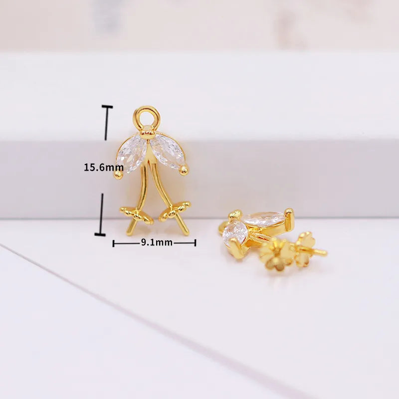 1 Piece Copper Zircon Flower Bow Knot Pendant