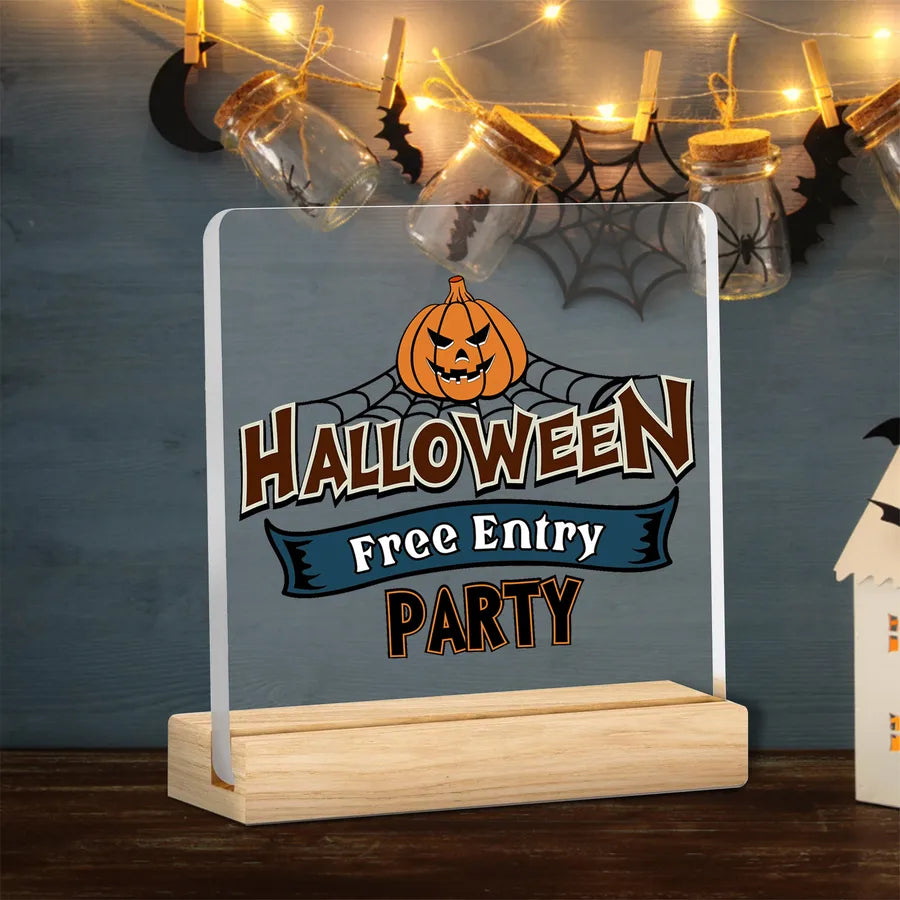 Acrylic Halloween Decorative Tabletop Wooden Ornaments Transparent Festive Home Decoration Ideal For Party Setup