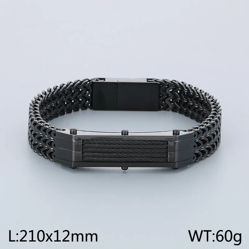 Hip-Hop Solid Color 304 Stainless Steel 18K Gold Plated Men's Bracelets
