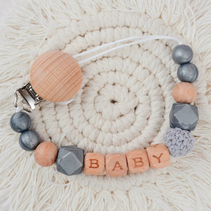 simple style letter beech silicone baby accessories