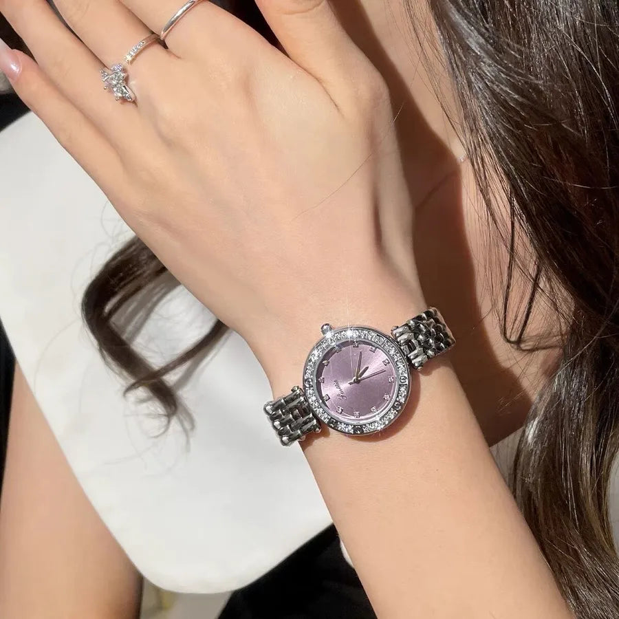 Casual Simple Style Commute Round Rectangle Butterfly Double Snap Quartz Watch