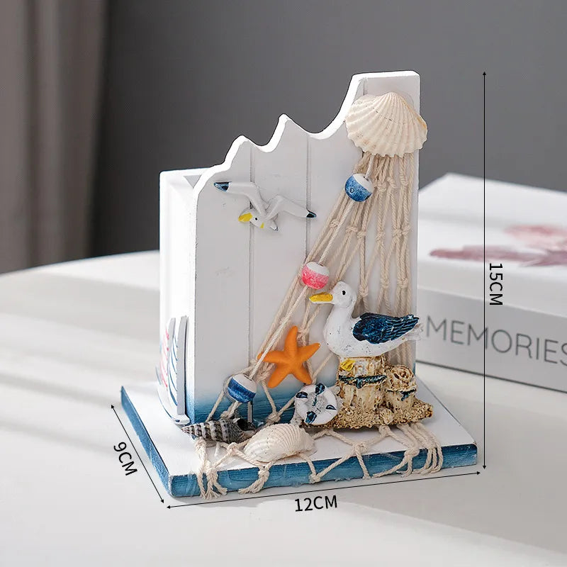 Marine Style Rudder Anchor Wood Ornaments Storage Box Artificial Decorations