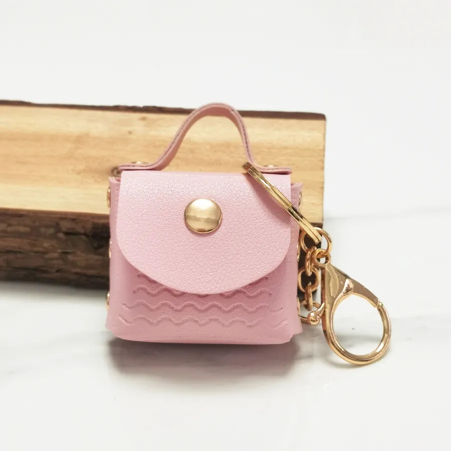 Simple Style Solid Color Pu Leather Women's Keychain