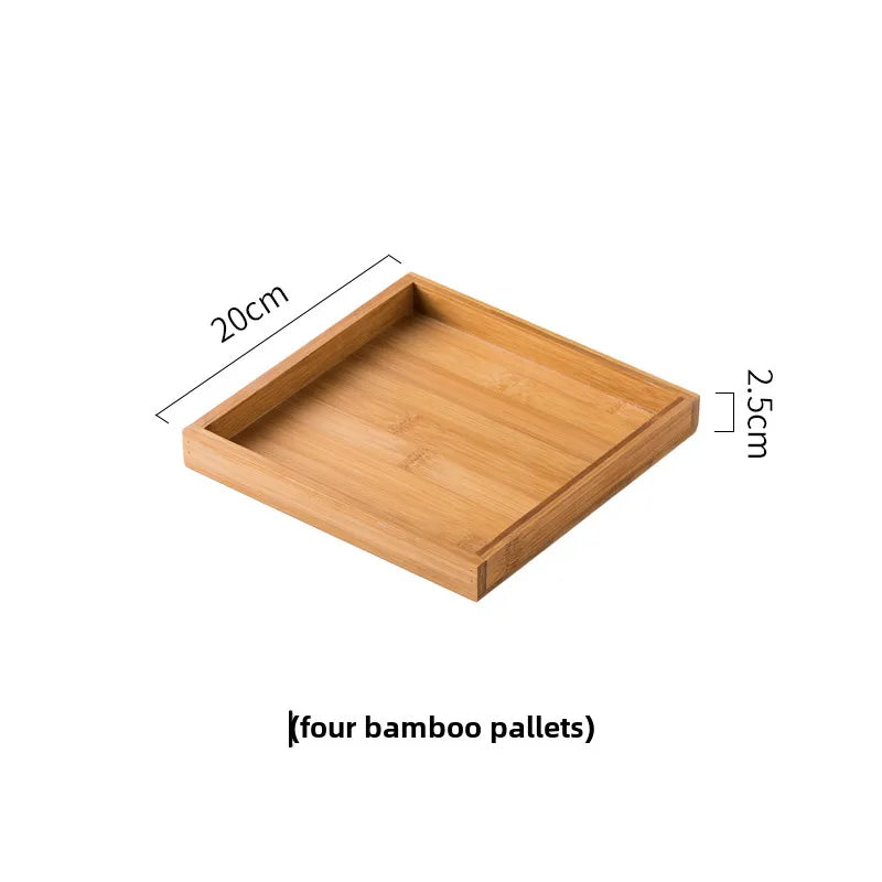 Nordic Ceramic Square Snack Bowl Platter Household Split Plate Snack Plate Hot Pot Sauce Plate Bamboo and Wooden Tray