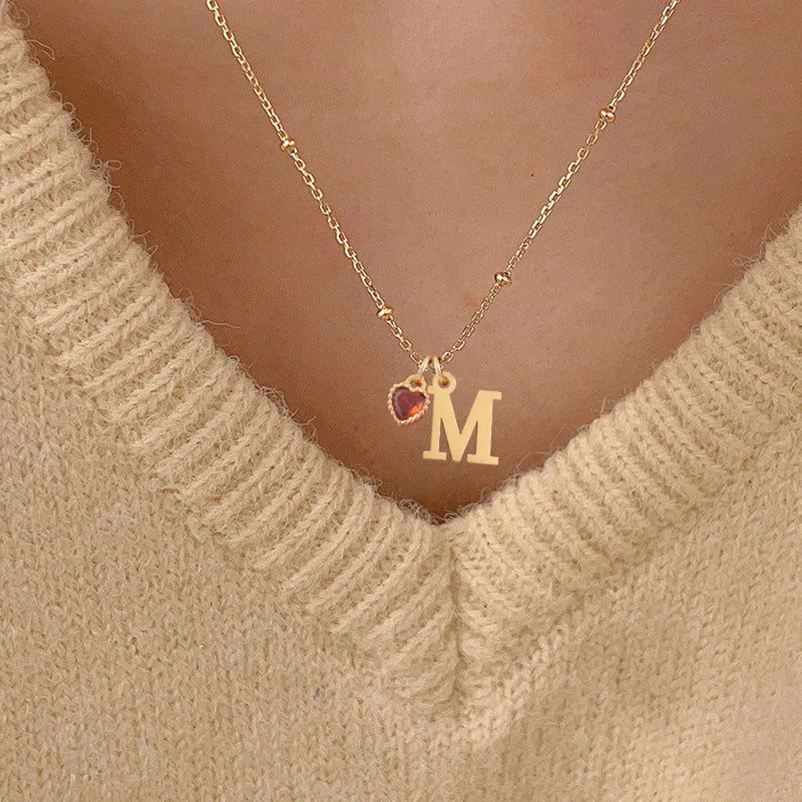 Wholesale Jewelry Elegant Simple Style Classic Style Letter Heart Shape 201 Stainless Steel 304 Stainless Steel Artificial Crystal Artificial Crystal Inlay Cross Bead Necklace Pendant Necklace