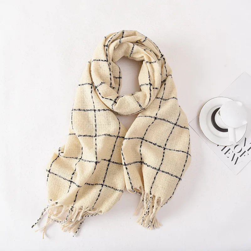 Women's Basic Plaid Imitation cashmere Polyester Scarf