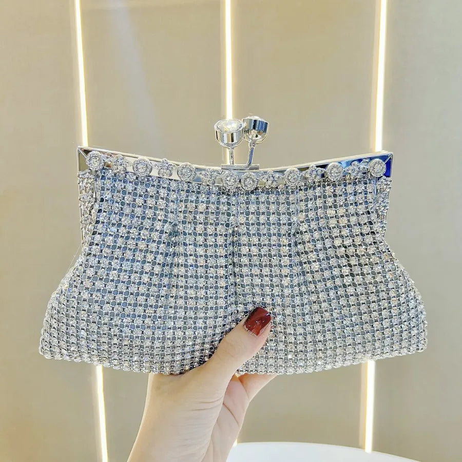 New Retro Luxury Women's Handbag Dinner Clutch Small Shoulder Crossbody Bag Elegant Square Shape Polyester Platinum Bag