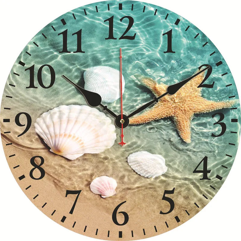 silent wall clock retro wood ocean clock wall sticker simple wall clock retro explosion hanging clock