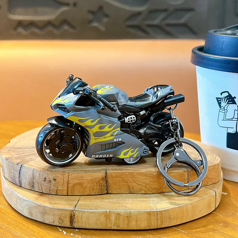 Cool Trendy Fire Dragon Motorcycle Keychain Fun Stress Relief Student Toy Motorcycle Keyring Cute ABS Material Birthday Gift