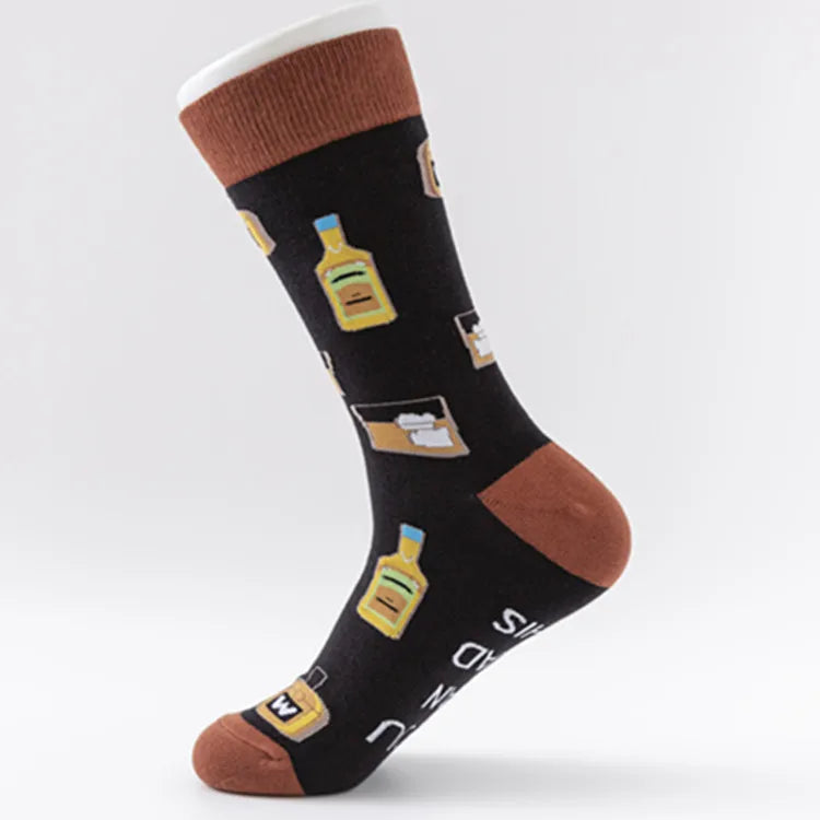 men's fashion color block cotton jacquard ankle socks