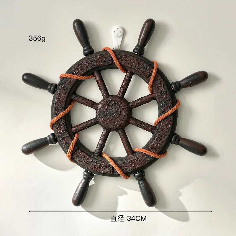 Detachable Handle Mediterranean Sailor Home Wall Hanging Steering Wheel Decor Bar Wall Background Wooden Crafts