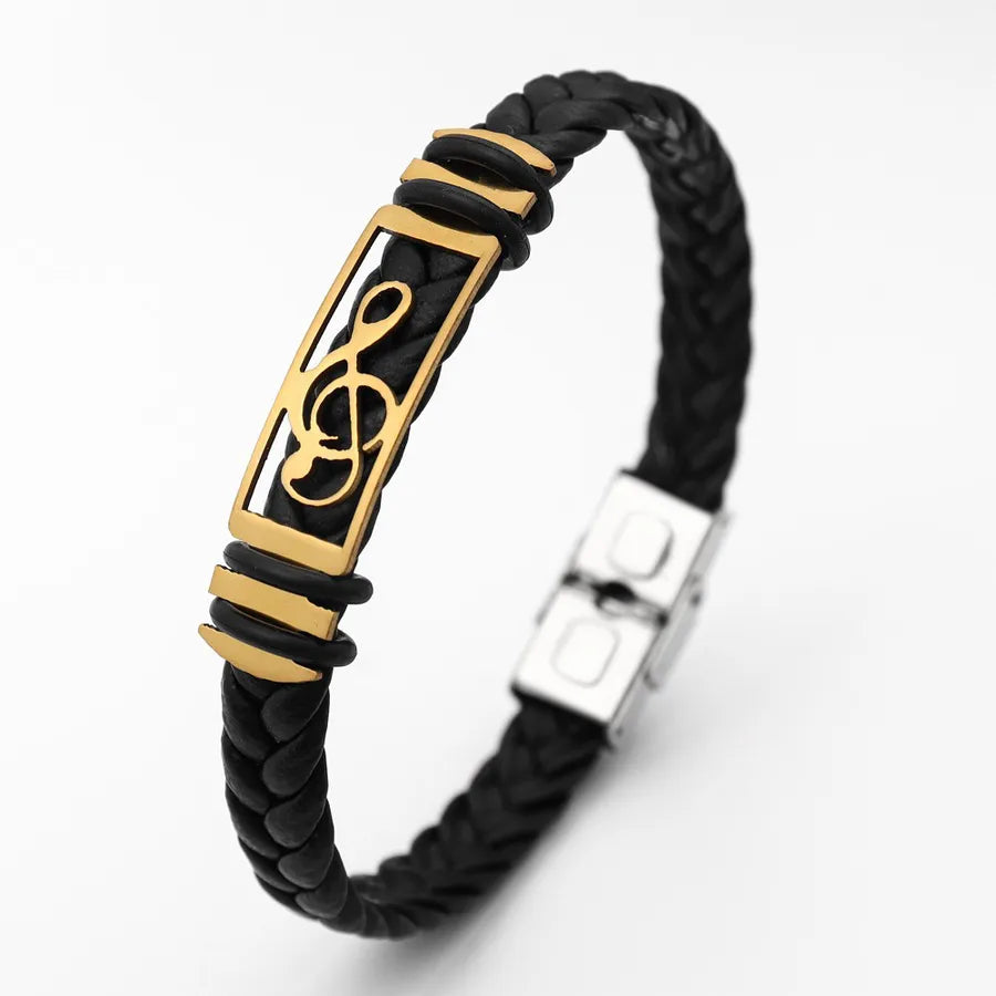 Retro Punk Solid Color Pu Leather Men's Bracelets Men Cord & Leather Bracelets