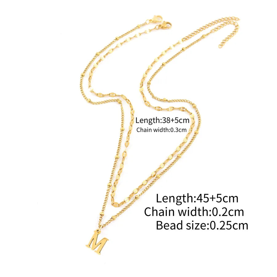 Wholesale Jewelry Simple Style Classic Style letter 201 Stainless Steel 304 Stainless Steel Side Clip Bead Necklace Lip Chain Pendant Necklace