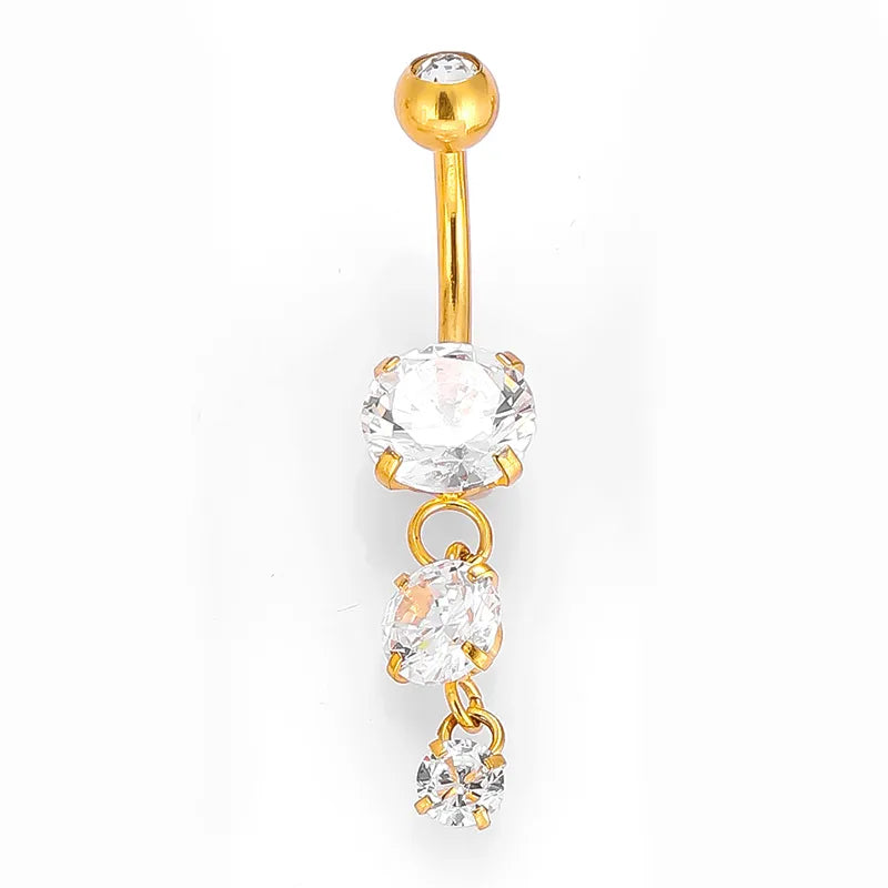 1 Piece Belly Rings Nordic Style Sexy Simple Style Star Mermaid 316L Stainless Steel  Polishing Zircon 18K Gold Plated