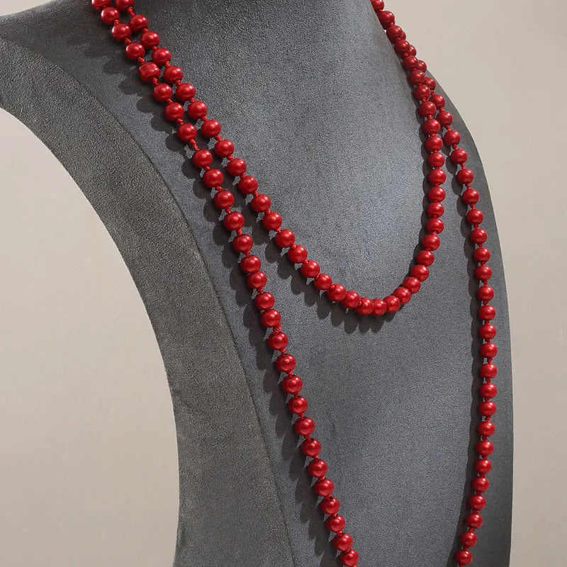 Simple Style Streetwear Solid Color Imitation Pearl Cord String Beaded Necklaces Wholesale