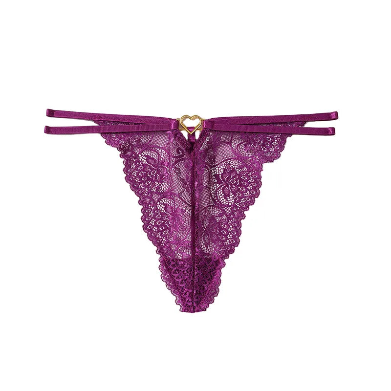 Sexy Low Waist Lace Hollow Out Women's Triangle Panties Thin Belt  Style Breathable Quick Dry Underwear