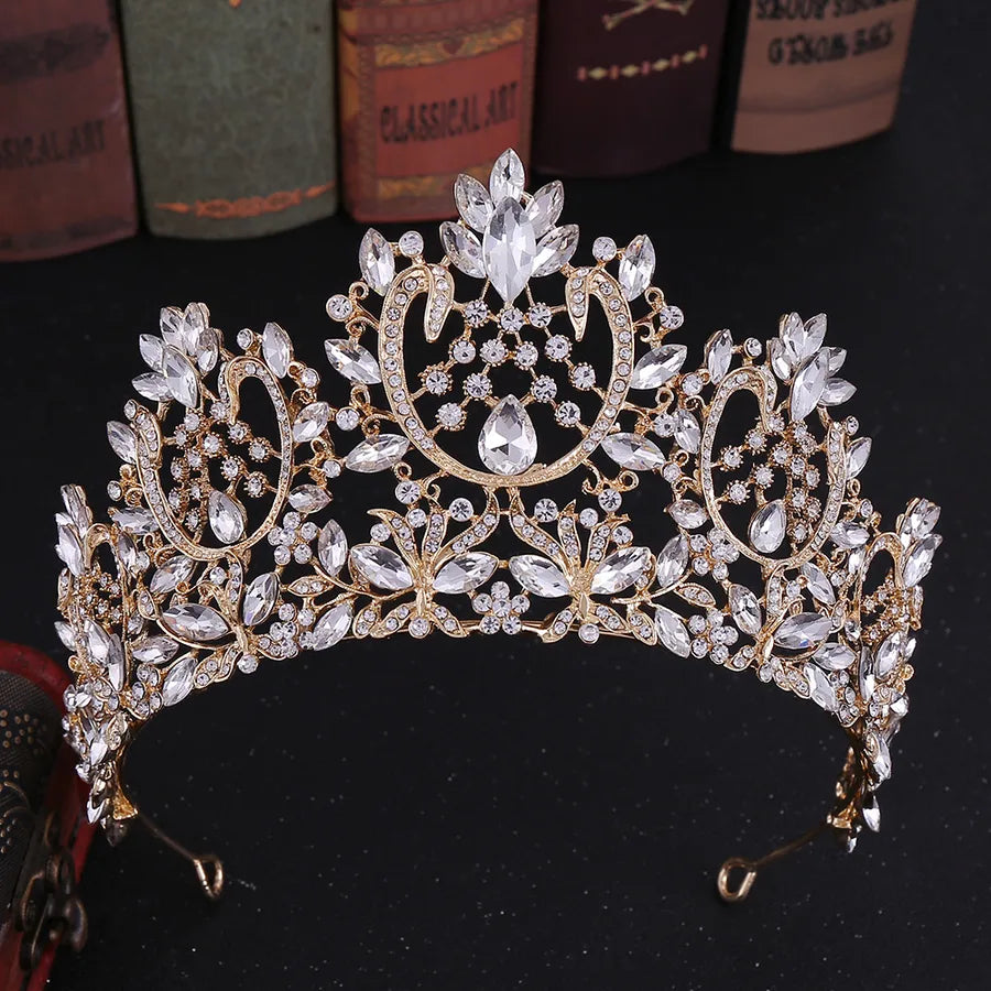 fashion water droplets alloy inlay zircon crown 1 piece