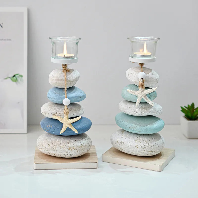 Retro Marine Style Starfish Stone Wood Resin Glass Artificial Decorations