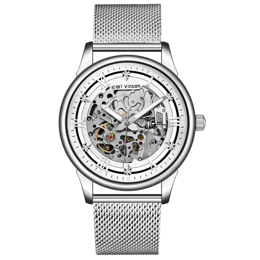 Carl Vinson Men's Automatic Mechanical Watch High-end Waterproof Hollow-out Luminous Mechanical Watch for Men