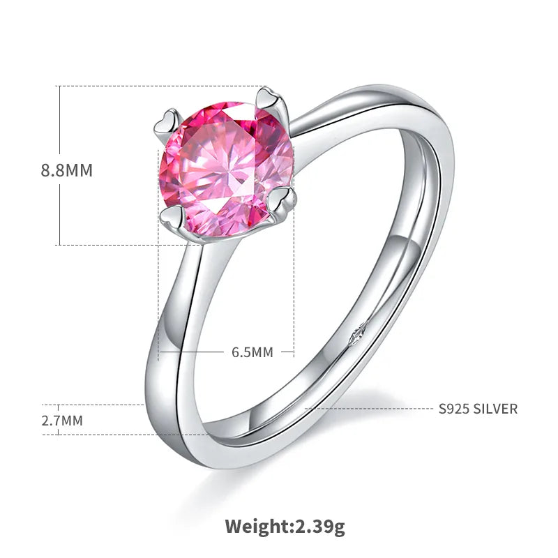 925 Sterling Silver Moissanite Round Rings