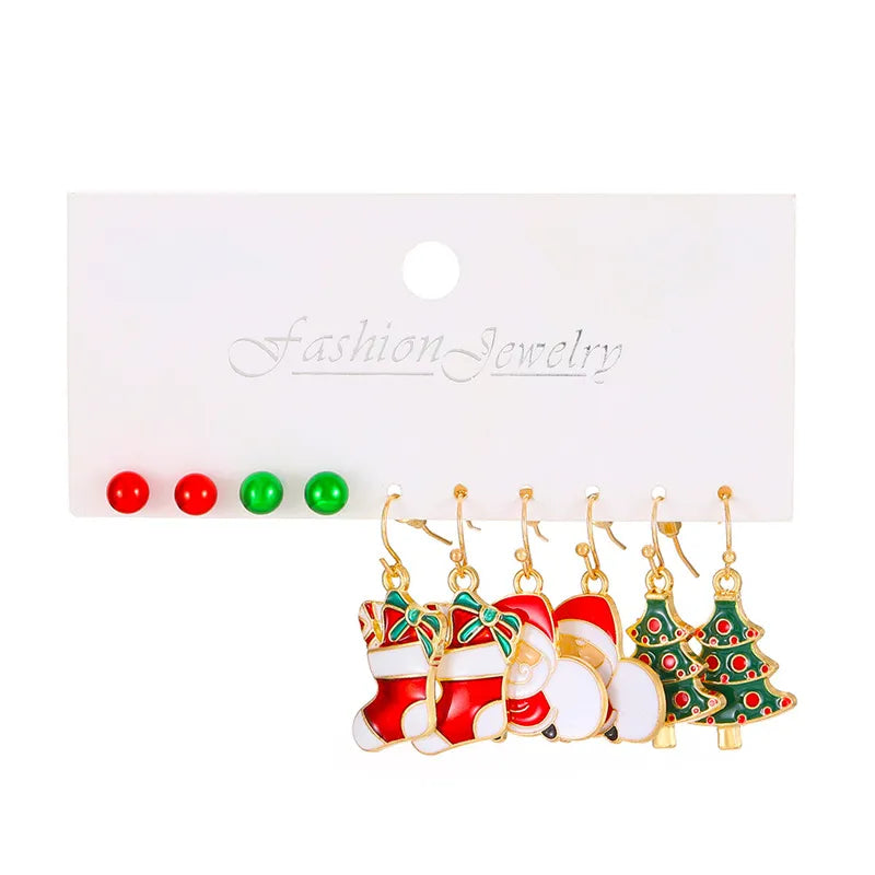 Cartoon Style Cute Classic Style Christmas Tree Santa Claus Bell Alloy Stoving Varnish Plating Inlay Rhinestones Zircon Christmas Women's Jewelry Set